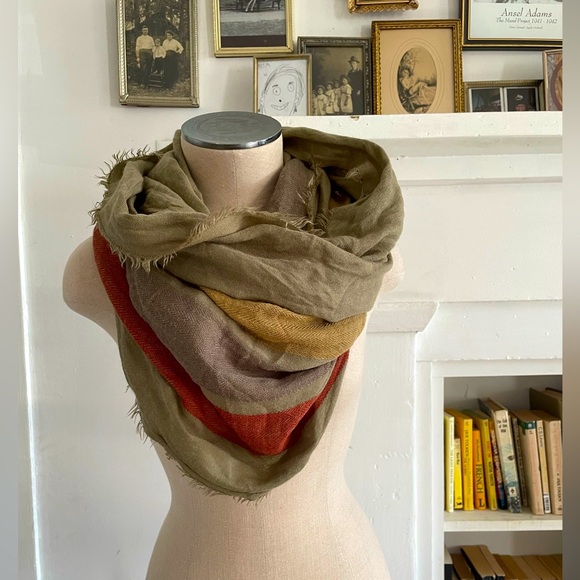 None Accessories - Fall Infinity Scarf Striped - Boho - Neutral